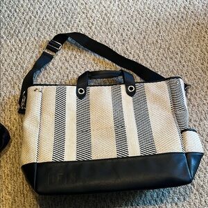 BEIS Black and Cream Geometric Tote Bag